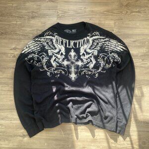 Affliction Skull Cross Graphic Black Thermal